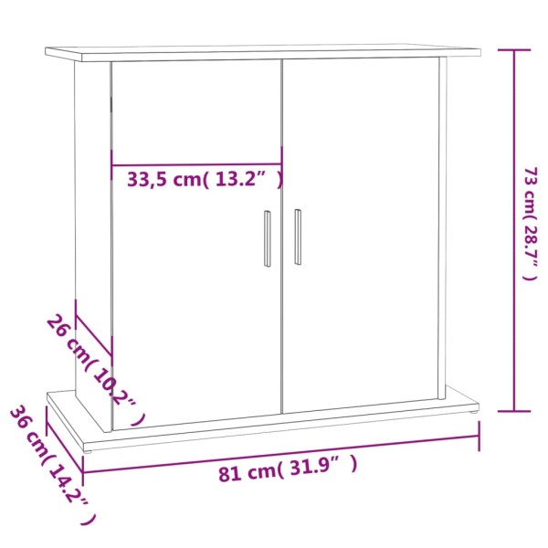 Soporte para acuario madera ingeniería gris Sonoma 81x36x73 cm