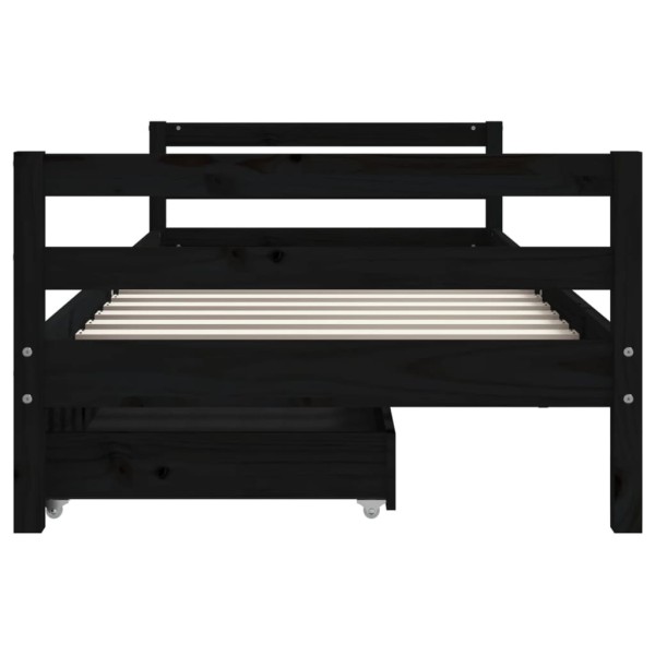 Estructura cama infantil y cajones madera pino negro 90x190 cm