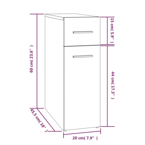 Armario botiquín madera contrachapada gris Sonoma 20x45,5x60cm