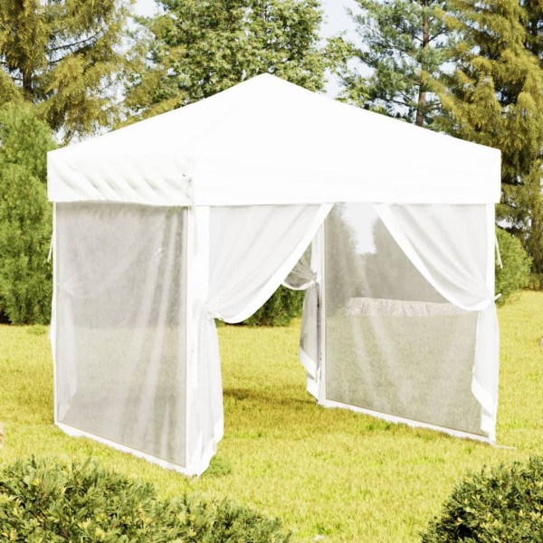 Carpa para fiestas plegable con paredes laterales blanca 2x2 m