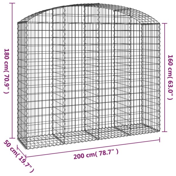 Cesta gaviones forma arco hierro galvanizado 200x50x160/180 cm