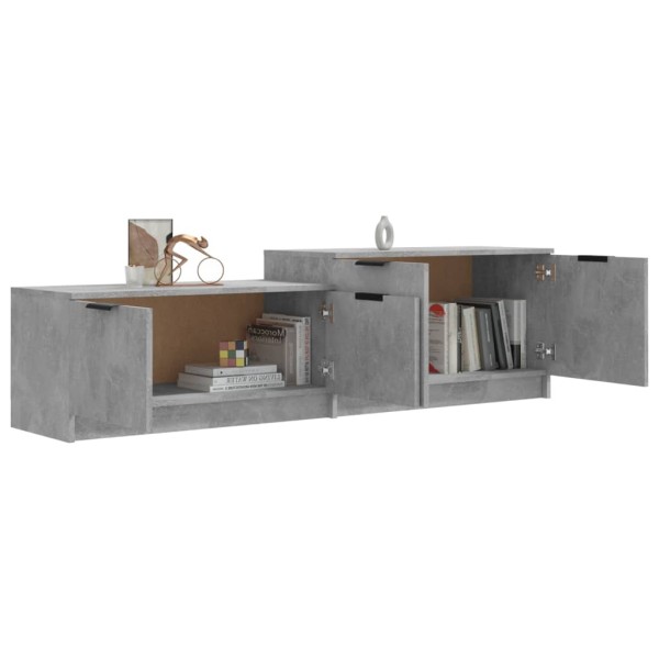 Mueble de TV madera contrachapada gris hormigón 158,5x36x45 cm