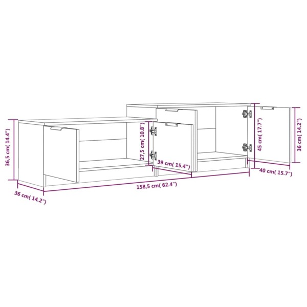 Mueble de TV madera contrachapada gris hormigón 158,5x36x45 cm