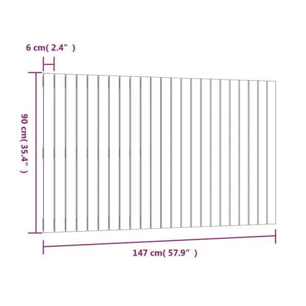 Cabecero cama pared madera maciza pino marrón miel 147x3x90 cm