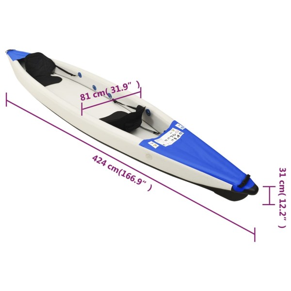 Kayak inflable poliéster azul 424x81x31 cm