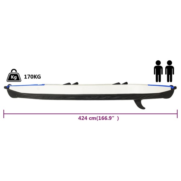 Kayak inflable poliéster azul 424x81x31 cm