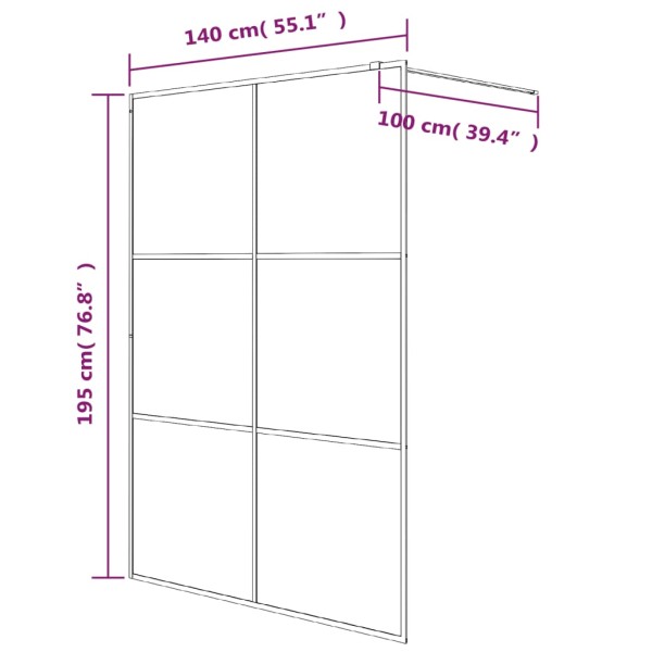 Mampara de ducha vidrio ESG transparente blanco 140x195 cm