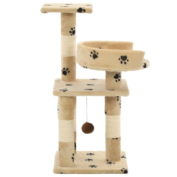 Rascador para gatos poste de sisal 65 cm huellas beige