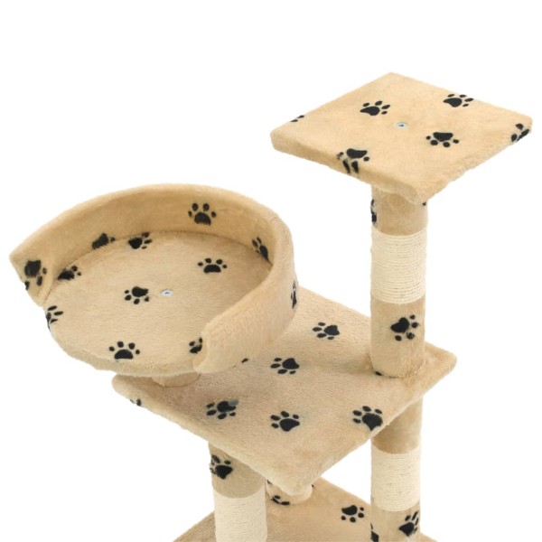 Rascador para gatos poste de sisal 65 cm huellas beige