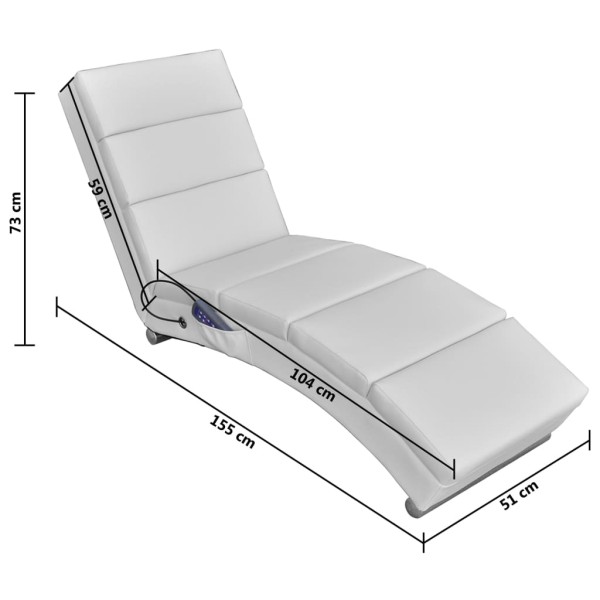 Tumbona de masaje reclinable de cuero sintético blanco