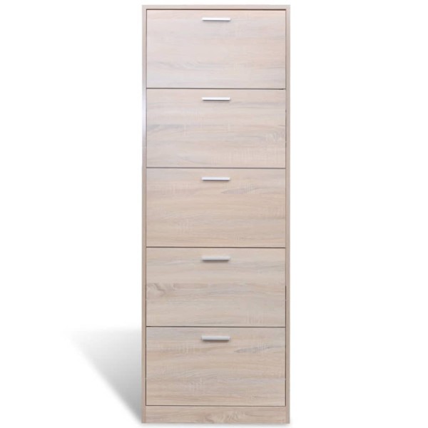 Mueble zapatero color roble con 5 compartimentos