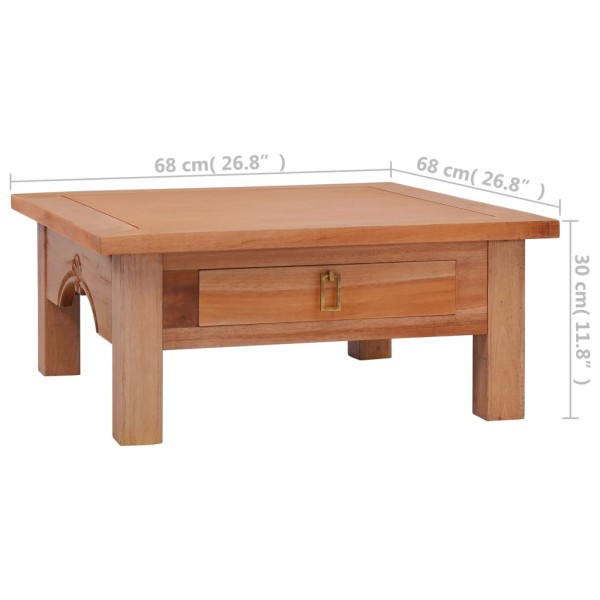 Mesa de centro de madera maciza caoba 68x68x30 cm