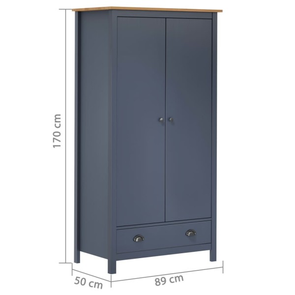 Armario de 2 puertas Hill madera maciza pino gris 89x50x170cm