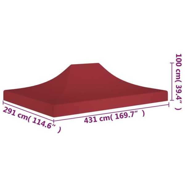 Techo de carpa para celebraciones burdeos 4,5x3 m 270 g/m²