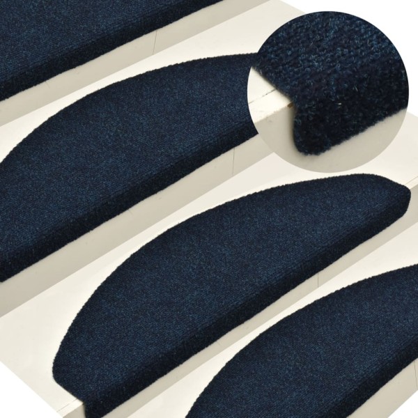 Alfombrilla autoadhesiva escalera 15 uds 65x21x4 cm azul marino