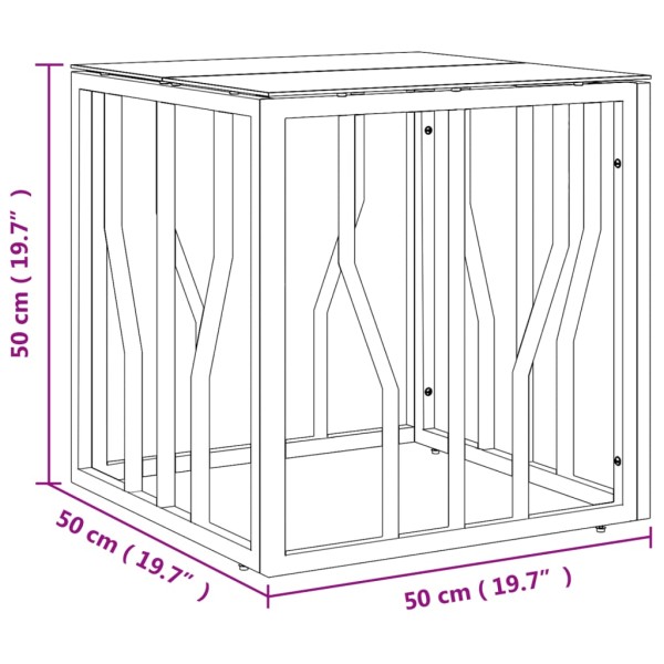 Mesa de centro de acero inoxidable y vidrio dorada 50x50x50 cm