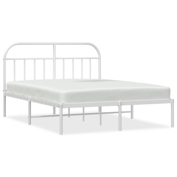 Estructura de cama de metal con cabecero blanco 183x213 cm