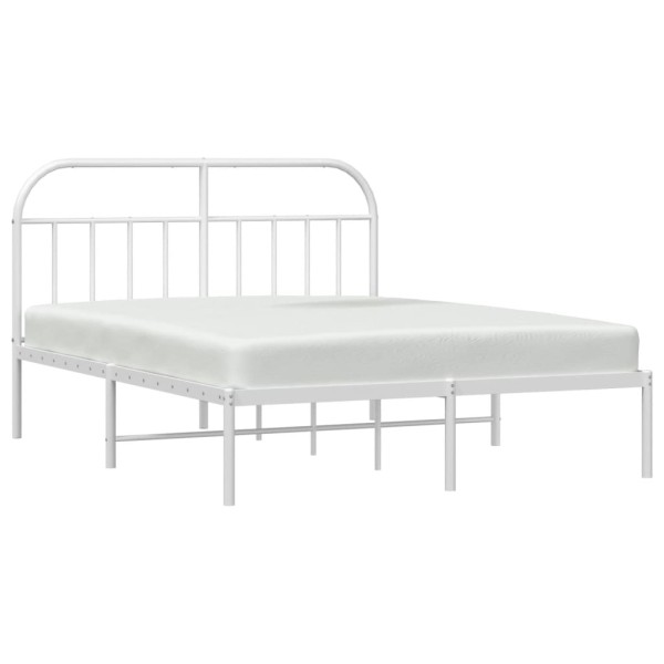 Estructura de cama de metal con cabecero blanco 183x213 cm