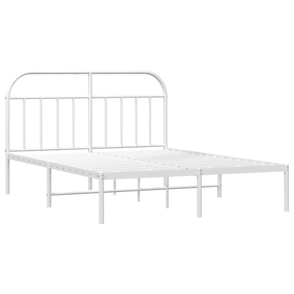 Estructura de cama de metal con cabecero blanco 183x213 cm