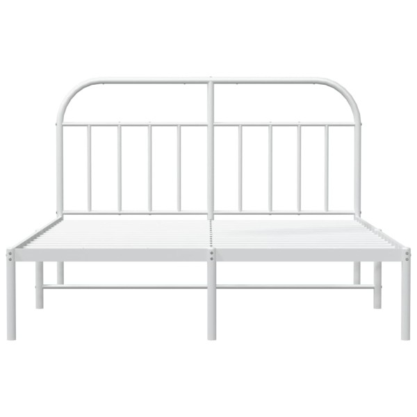 Estructura de cama de metal con cabecero blanco 183x213 cm