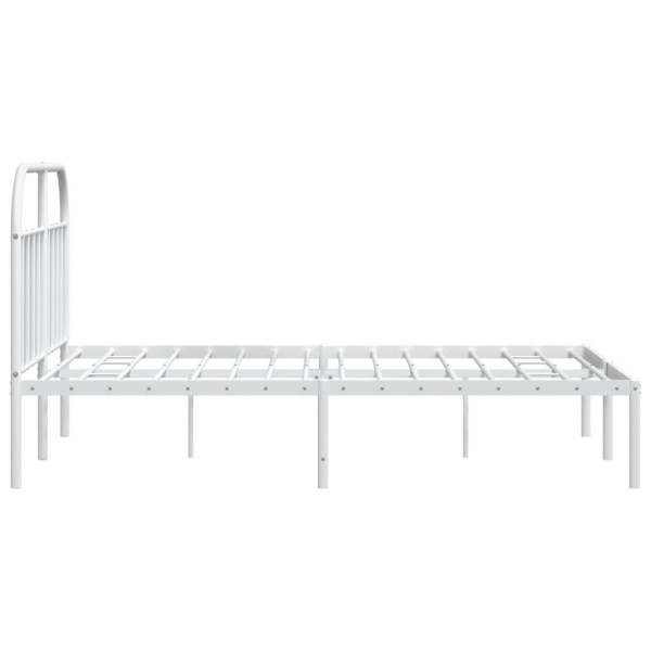 Estructura de cama de metal con cabecero blanco 183x213 cm