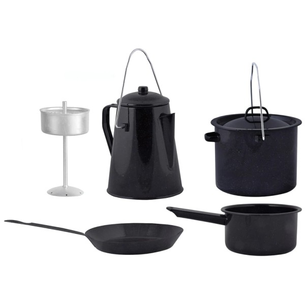 Esschert Design Batería de cocina 4 piezas para exterior negra