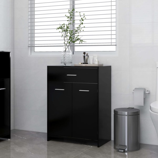 Armario de baño madera contrachapada negro 60x33x80 cm