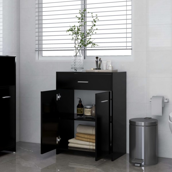 Armario de baño madera contrachapada negro 60x33x80 cm