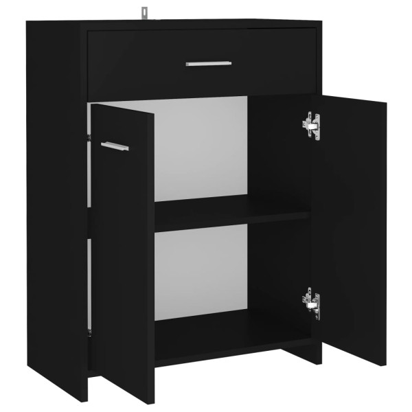 Armario de baño madera contrachapada negro 60x33x80 cm