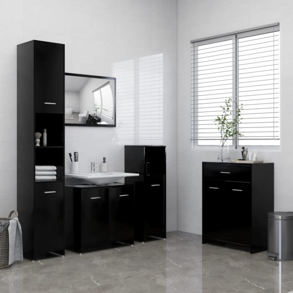 Armario de baño madera contrachapada negro 60x33x80 cm