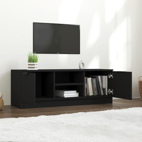 Mueble de TV madera contrachapada negro 102x35x36,5 cm