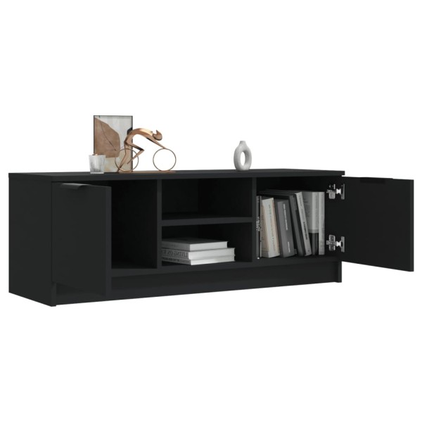 Mueble de TV madera contrachapada negro 102x35x36,5 cm