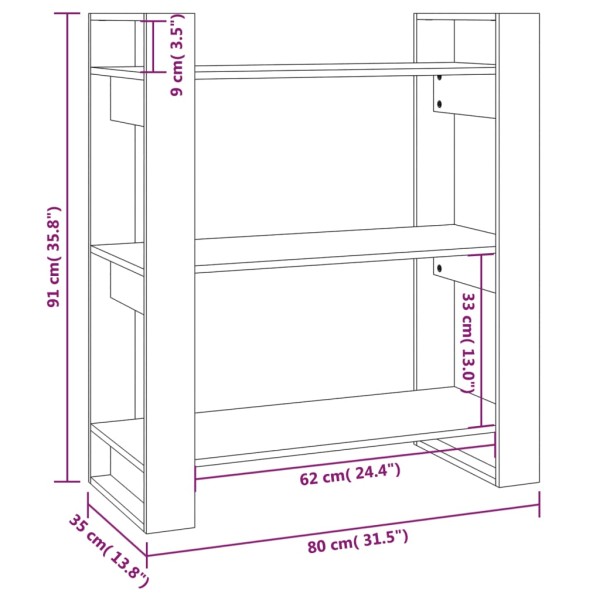 Estantería/divisor de espacios madera maciza pino 80x35x91 cm