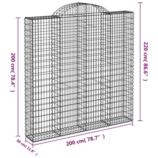 Cesta gaviones forma arco hierro galvanizado 200x30x200/220 cm