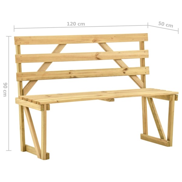 Banco de jardín de madera de pino impregnada 120 cm