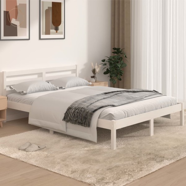 Estructura de cama madera maciza de pino blanco 140x190 cm