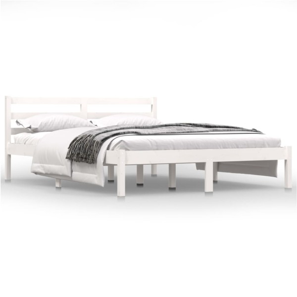 Estructura de cama madera maciza de pino blanco 140x190 cm