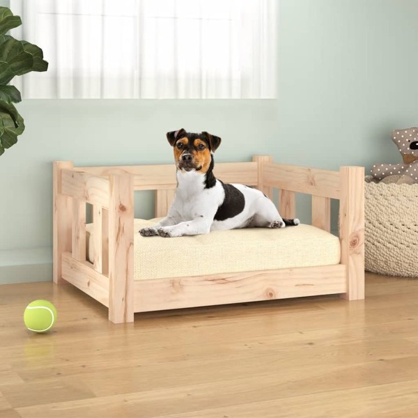 Cama para perros madera maciza de pino 55,5x45,5x28 cm