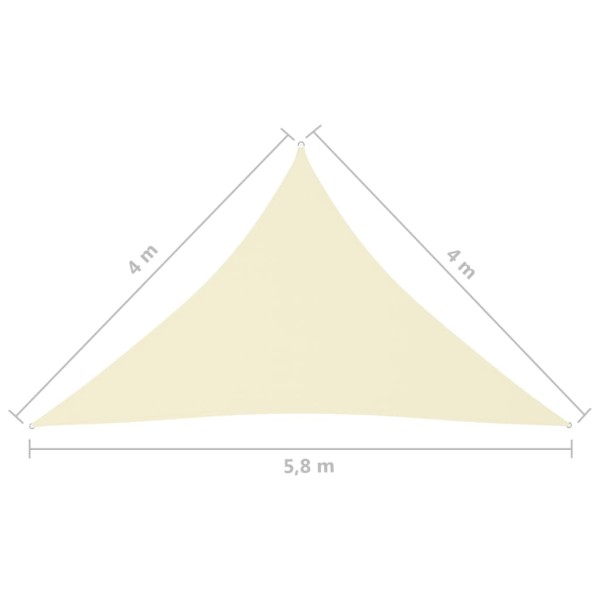 Toldo de vela triangular tela Oxford color crema 4x4x5,8 m