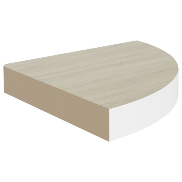 Estante de esquina de pared 4 uds MDF roble/blanco 35x35x3,8 cm