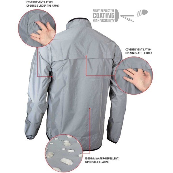 Avento Chaqueta de correr reflectante para hombre L 74RC-ZIL-L