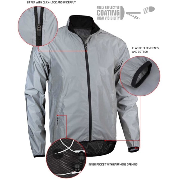 Avento Chaqueta de correr reflectante para hombre L 74RC-ZIL-L