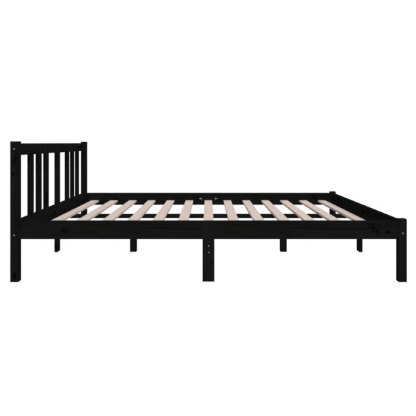 Estructura de cama matrimonial madera maciza negro 135x190 cm