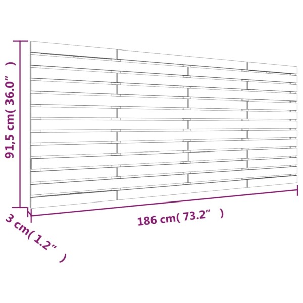 Cabecero cama de pared madera maciza pino blanco 186x3x91,5 cm