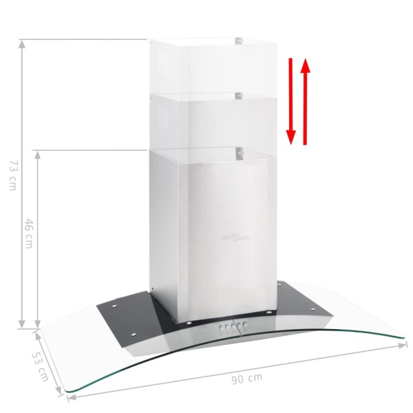 Campana extractora de pared 90 cm acero inoxidable 756 m³/h LED