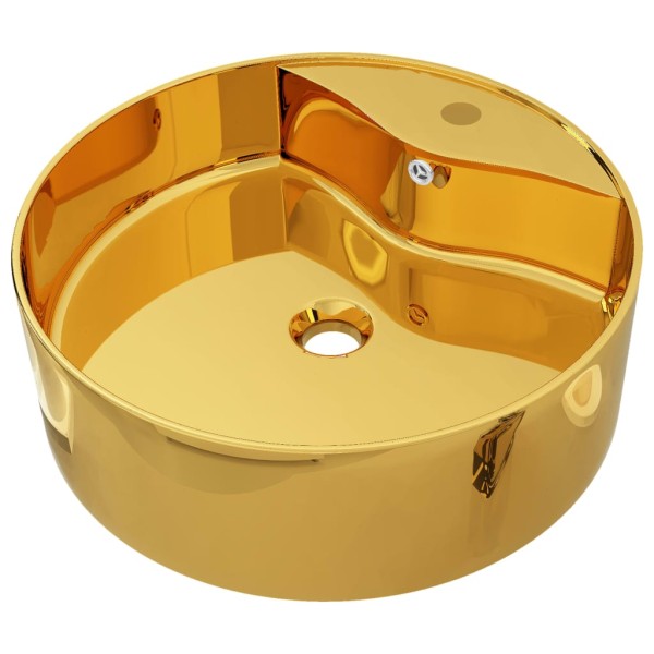 Lavabo con rebosadero 46,5x15,5 cm cerámica dorado