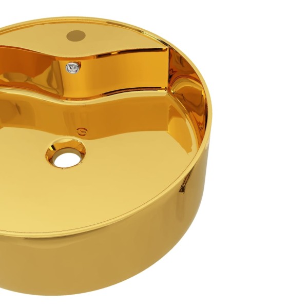 Lavabo con rebosadero 46,5x15,5 cm cerámica dorado