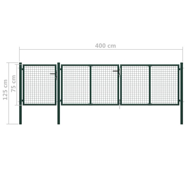 Puerta de jardín de acero verde 400x75 cm