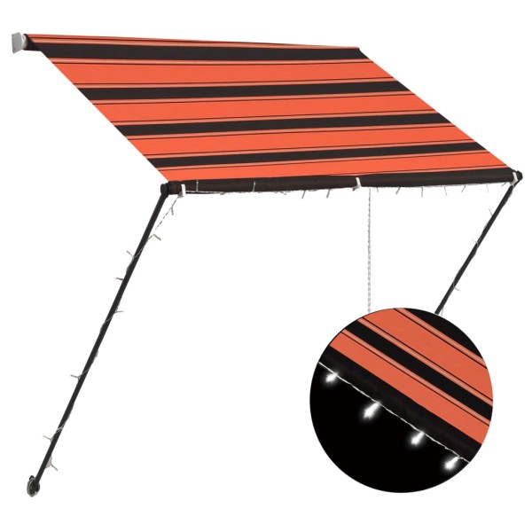 Toldo retráctil con LED naranja y marrón 150x150 cm