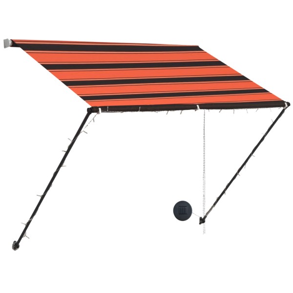 Toldo retráctil con LED naranja y marrón 150x150 cm